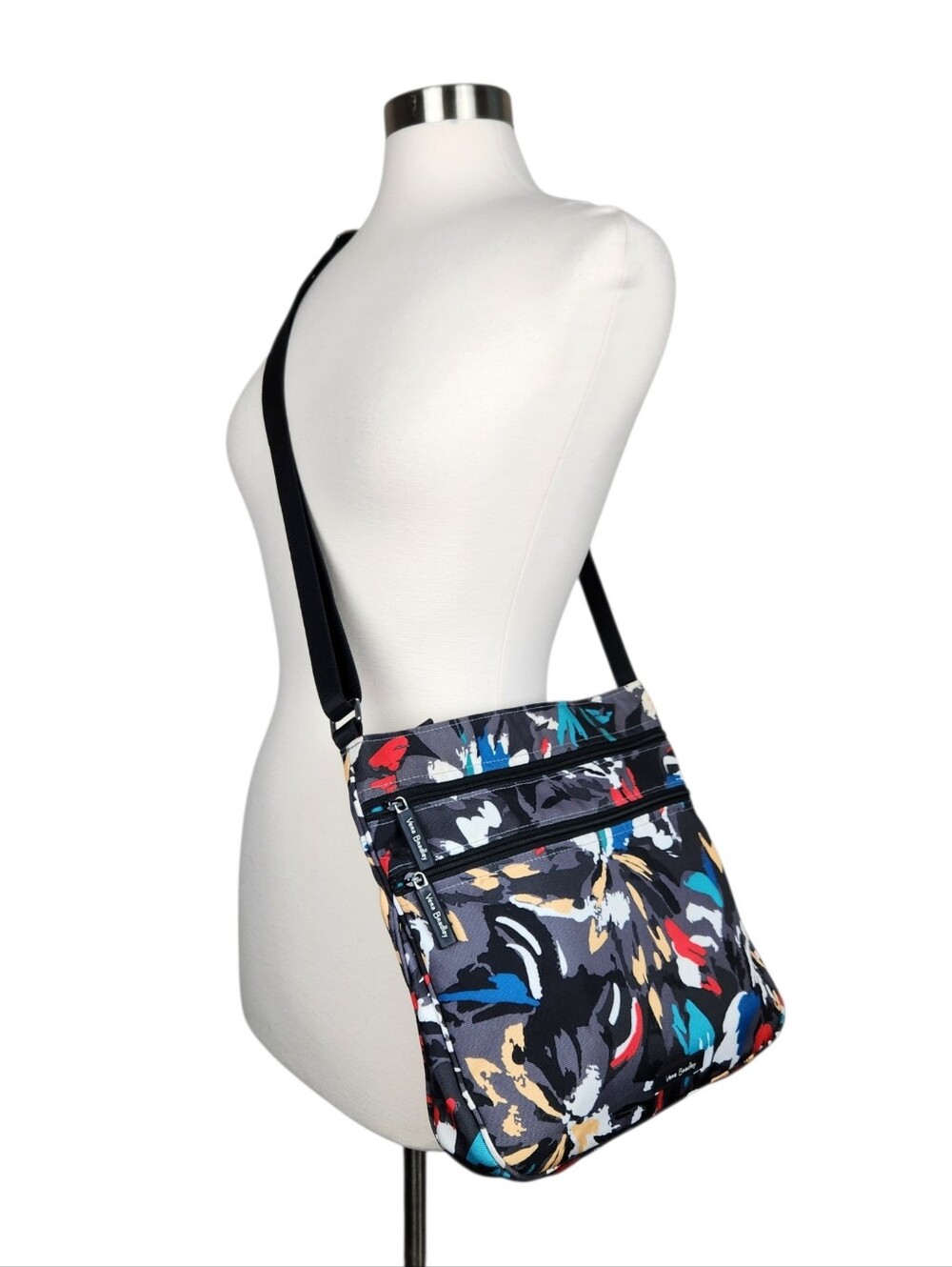 Vera Bradley Splash Floral Nylon Canvas Lighten Up Triple Zip Hipster Crossbody
